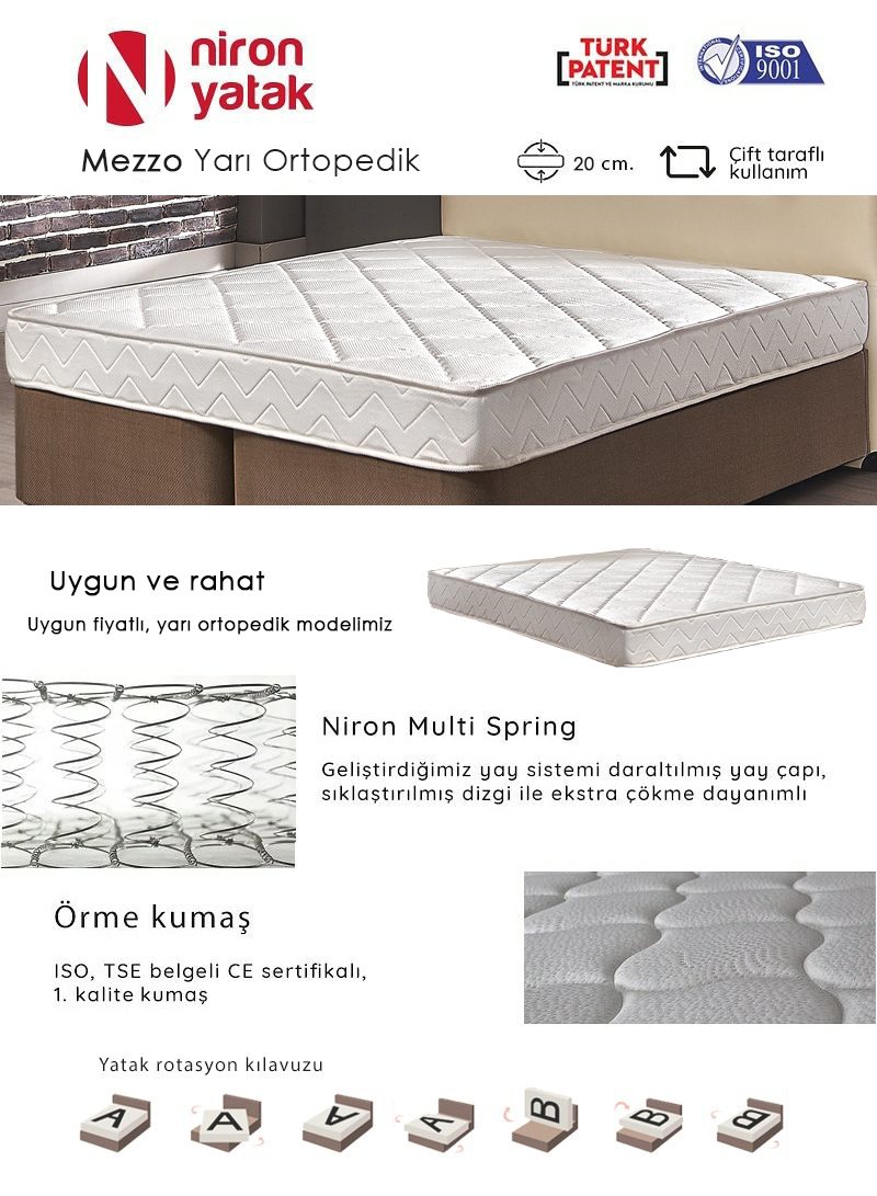 Çift Kişilik Yarı Ortopedik 140×190 cm Niron Mezzo Yatak
