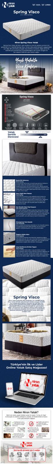 Niron Spring Visco Tek Kişilik Yaylı Visco Yatak 90×190 cm Lüks Ergonomik Yatak Hem Yaylı Hem Visco