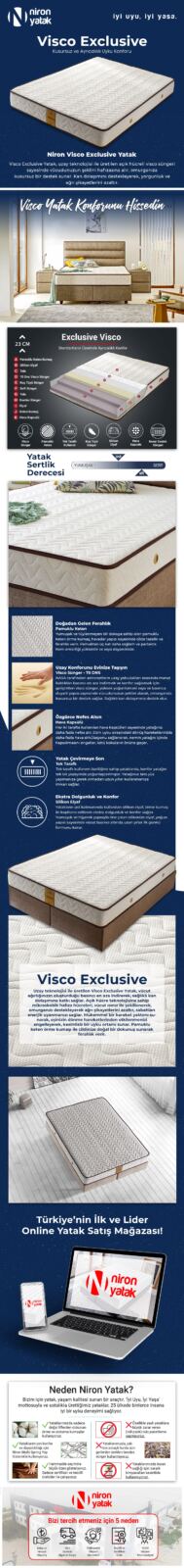 Exclusive Yatak 90×190 Tek Kişilik Visco Yatak Ekstra Lüks Yaysız Yatak 24 cm Pamuklu Keten Doğal Kumaş