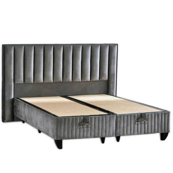 Hades Lüks Baza ve Başlık Seti 180x200 cm Çift Kişilik Baza ve Başlık Takımı Koyu Gri Özel Kumaş