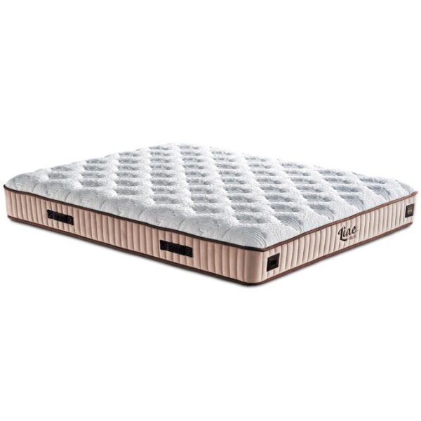 Line Visco Yatak 100x200 cm Tek Kişilik 28 cm Visco Süngerli Yaylı Lüks Yatak Orta Sert Krem Kumaş