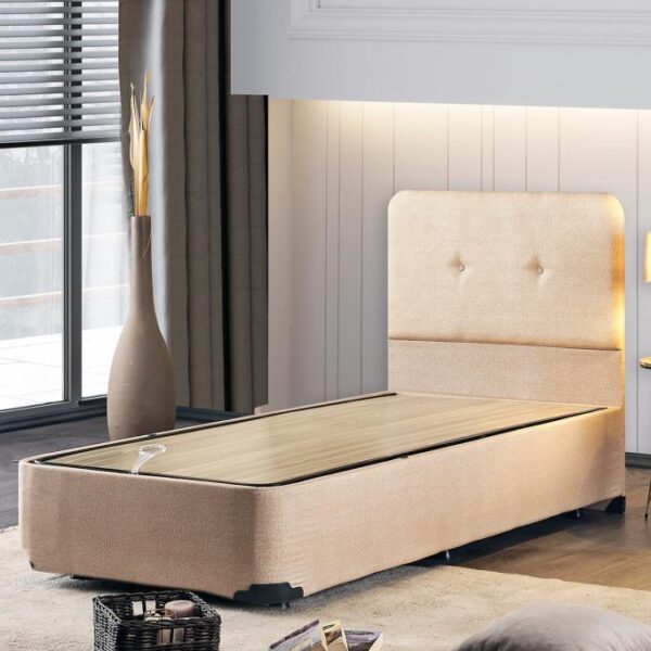 Luna Baza ve Başlık Seti - 90x190 cm Tek Kişilik Kumaş Baza Seti