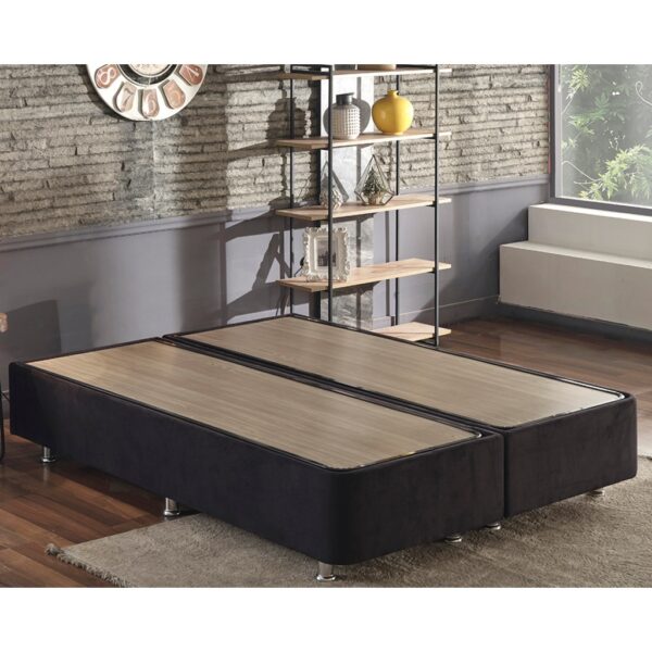 Niron Ela Baza -180x200 cm Çift Kişilik Sandıklı Siyah Kumaş Baza Silinebilir Soho Kumaş
