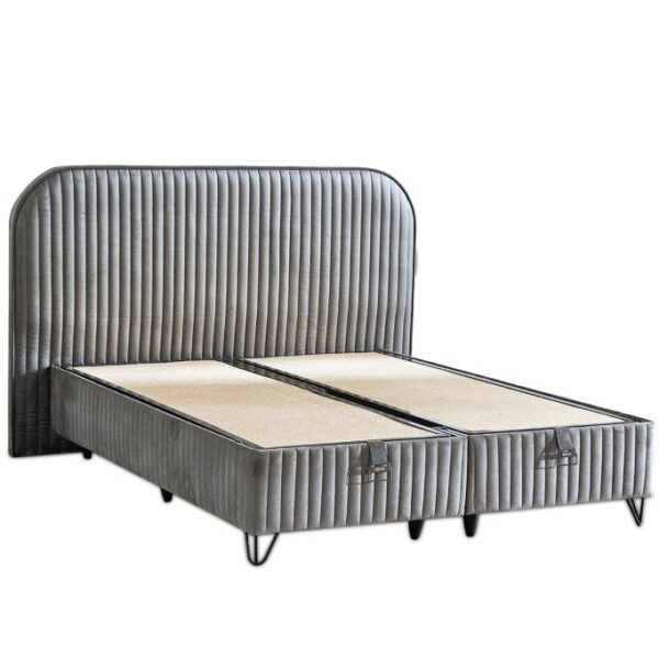 Line Visco Lüks Baza ve Başlık Seti 150x200 cm Çift Kişilik Baza ve Başlık Takımı Koyu Gri Babyface