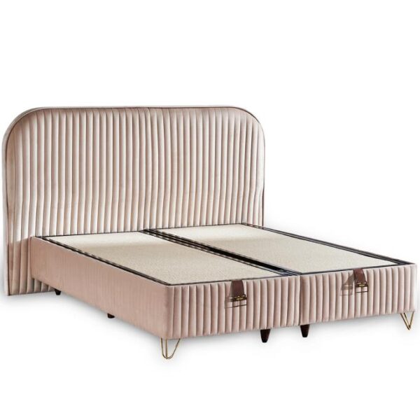 Line Visco Lüks Baza ve Başlık Seti 150x200 cm Çift Kişilik Baza ve Başlık Takımı Krem Babyface