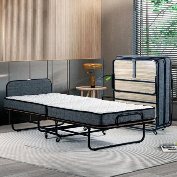 Niron Otel Katlanır Yatak - 90x200 cm Tek Kişilik Yaylı Yatak ve Karyola