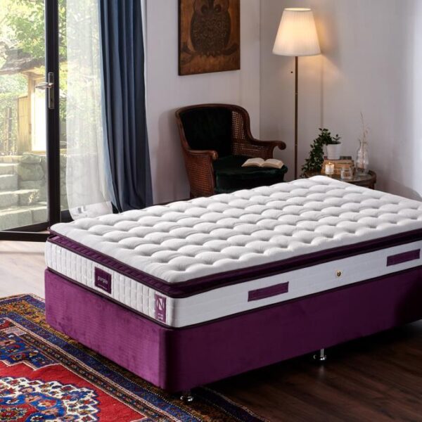 Niron Purple 120x200 Tek Kişilik Pedli Yatak Full Ortopedik Yaylı Yatak