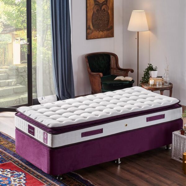 Niron Purple 90x190 Tek Kişilik Pedli Yatak Full Ortopedik Yaylı Yatak