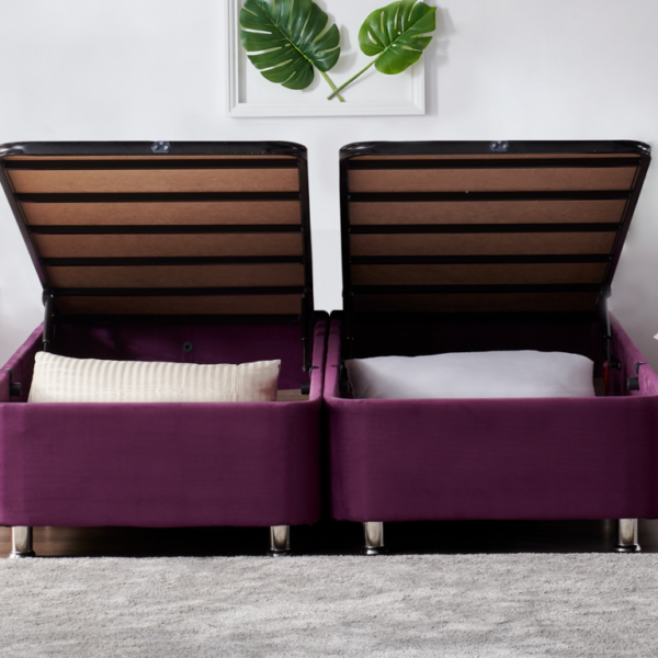 Niron Purple Baza 200x200 cm Çift Kişilik Sandıklı Mor Kumaş Baza Silinebilir Soho Kumaş
