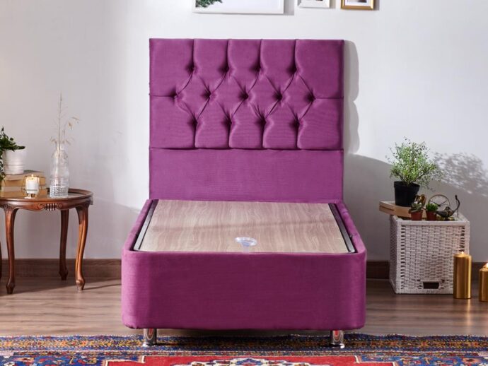 Niron Purple Yatak Seti 80×180 cm Tek Kişilik Yatak Baza Başlık Takımı