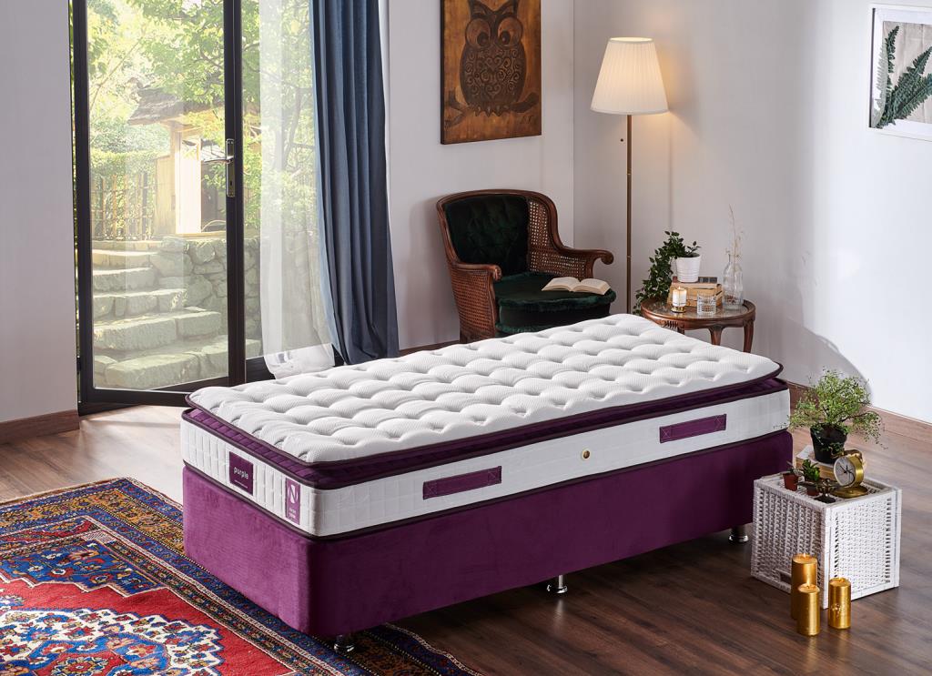 Niron Purple Yatak Seti 100×200 cm Tek Kişilik Yatak Baza Başlık Takımı