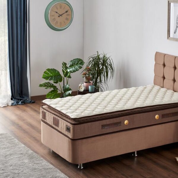W. Cotton 80x180 cm Tek Kişilik Pedli Yatak Baza Başlık Takımı - Kumaş Baza, Başlık ve Yatak Seti