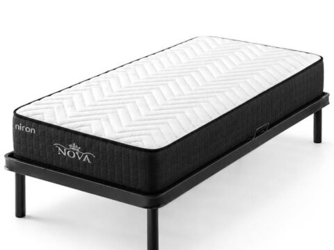 Niron Nova Simple Karyola ve Yatak Seti 90x200 cm Paket Yaylı Yatak ve Metal Karyola Takımı