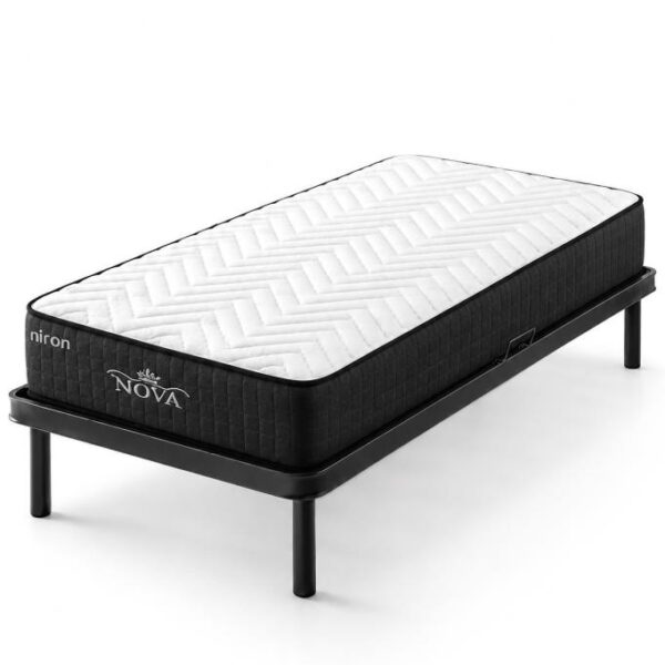 Niron Nova Simple Karyola ve Yatak Seti 90x200 cm Paket Yaylı Yatak ve Metal Karyola Takımı