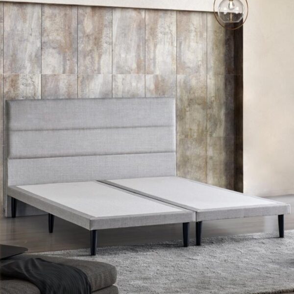 Niron Slim Baza ve Başlık Takımı - 200x200 Çift Kişilik Kumaş Kaplı Metal Karyola ve Başlık Seti