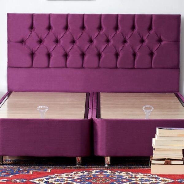 Niron Purple Baza ve Başlık Seti 180x200 cm Çift Kişilik Sandıklı Mor Kumaş Baza ve Başlığı