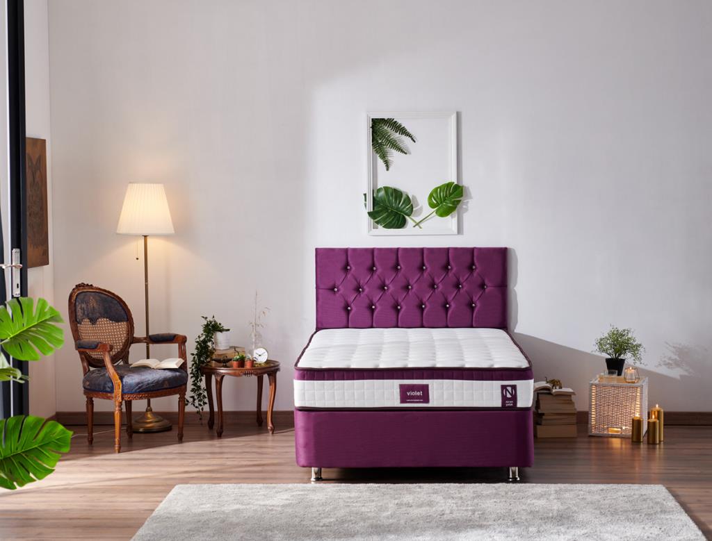 Niron Violet Yatak Seti 120×200 cm Tek Kişilik Yatak Baza Başlık Takımı