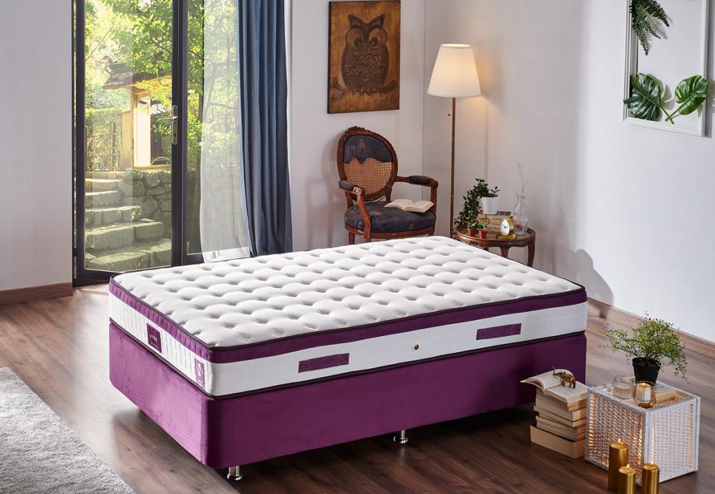 Niron Violet Yatak Seti 120×200 cm Tek Kişilik Yatak Baza Başlık Takımı ...