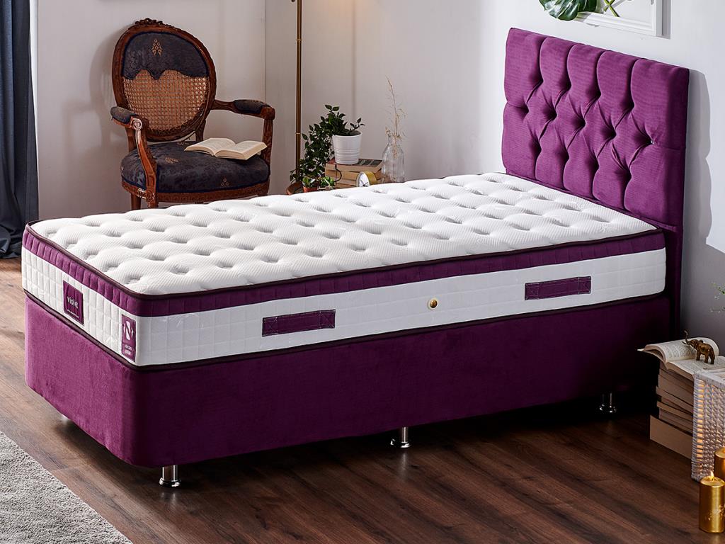 Niron Violet Yatak Seti 90×190 cm Tek Kişilik Yatak Baza Başlık Takımı