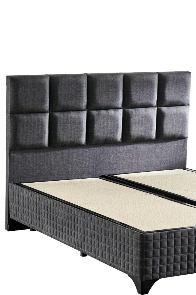 Star Baza ve Başlık Seti 140x190 cm Çift Kişilik Antrasit Keten Kumaşlı Lüks Baza ve Başlık Takımı — görsel 3
