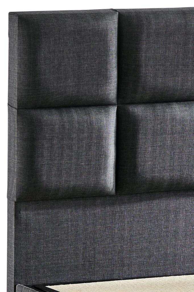 Star Baza ve Başlık Seti 140x190 cm Çift Kişilik Antrasit Keten Kumaşlı Lüks Baza ve Başlık Takımı - Görsel 6