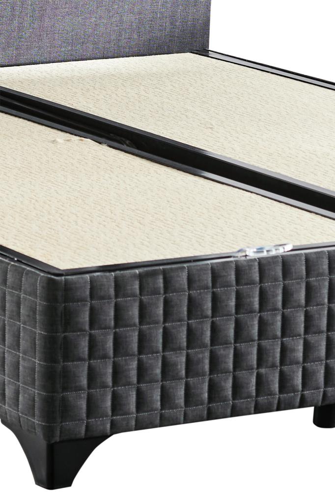 Star Baza ve Başlık Seti 140x190 cm Çift Kişilik Antrasit Keten Kumaşlı Lüks Baza ve Başlık Takımı - Görsel 7