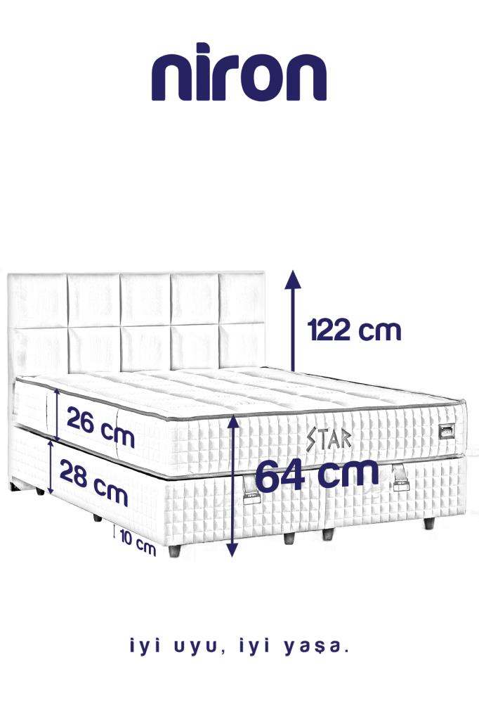 Star Baza ve Başlık Seti 140x190 cm Çift Kişilik Antrasit Keten Kumaşlı Lüks Baza ve Başlık Takımı - Görsel 5