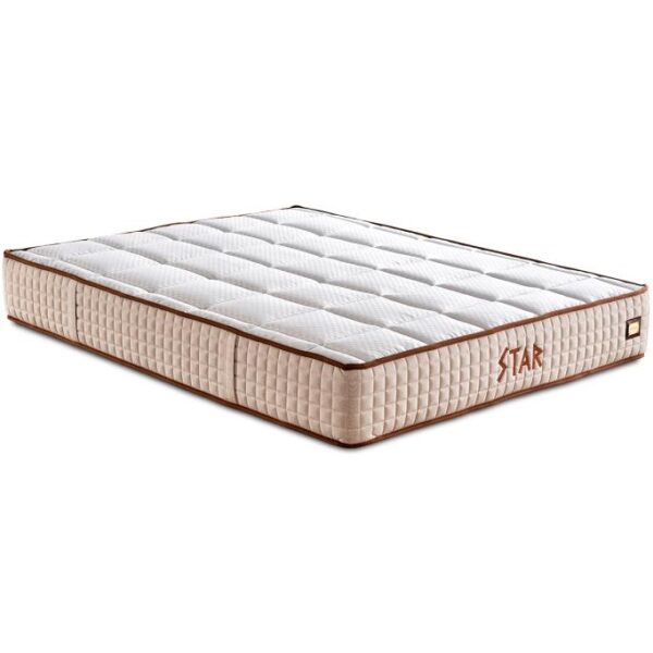 Star Yatak 90x190 cm Tek Kişilik NMS Yaylı Saten Kumaşlı Full Ortopedik Sert Yatak Krem Bordür