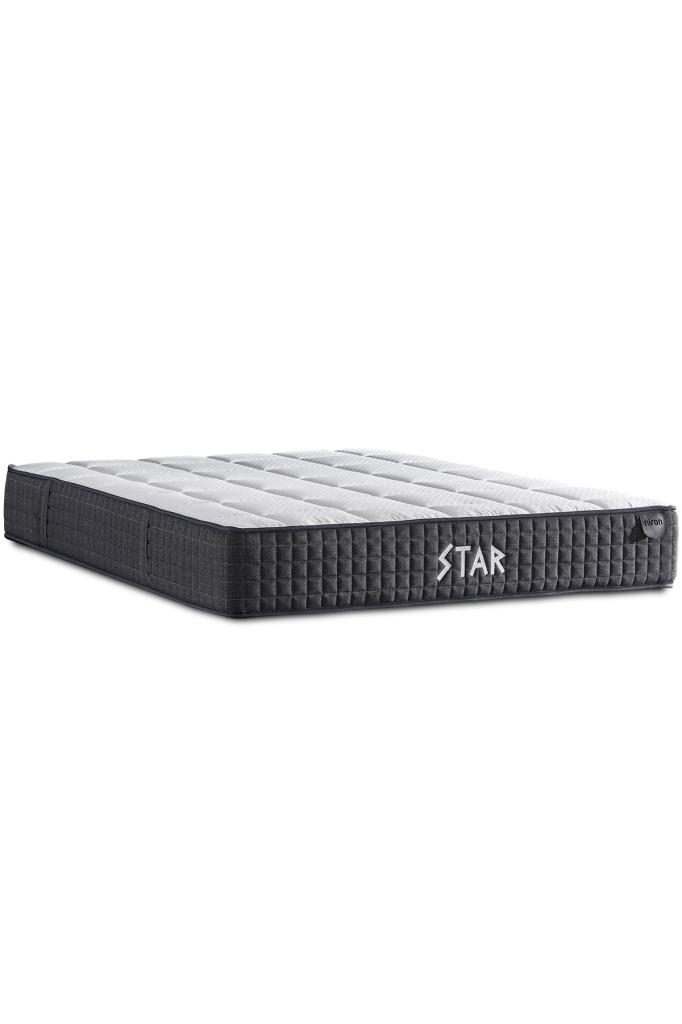 Star Yatak Seti 120x200 cm Tek Kişilik Yaylı Sert Ortopedik Yatak Antrasit Lüks Baza Başlık Takımı - Görsel 6