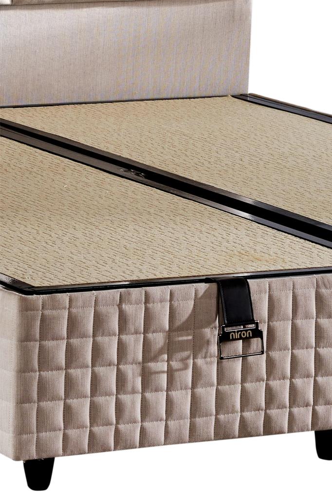 Star Yatak Seti 140x190 cm Çift Kişilik Yaylı Sert Ortopedik Yatak Krem Keten Lüks Baza Başlık Takım - Görsel 10