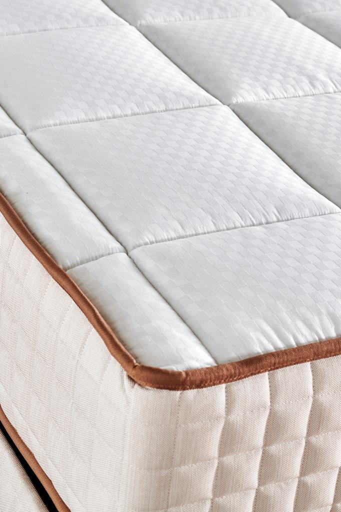 Star Yatak Seti 140x190 cm Çift Kişilik Yaylı Sert Ortopedik Yatak Krem Keten Lüks Baza Başlık Takım - Görsel 12