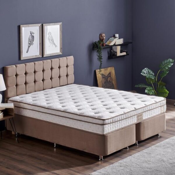 Niron Helen 80x180 cm Tek Kişilik Yatak Baza Başlık Seti Aloe Vera Yatak, Kumaş Baza, Başlık Takımı